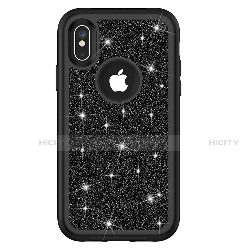 Funda Bumper Silicona y Plastico Carcasa Frontal y Trasera 360 Grados Bling-Bling U01 para Apple iPhone Xs Max