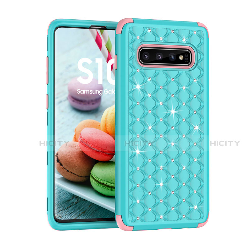 Funda Bumper Silicona y Plastico Carcasa Frontal y Trasera 360 Grados Bling-Bling U01 para Samsung Galaxy S10