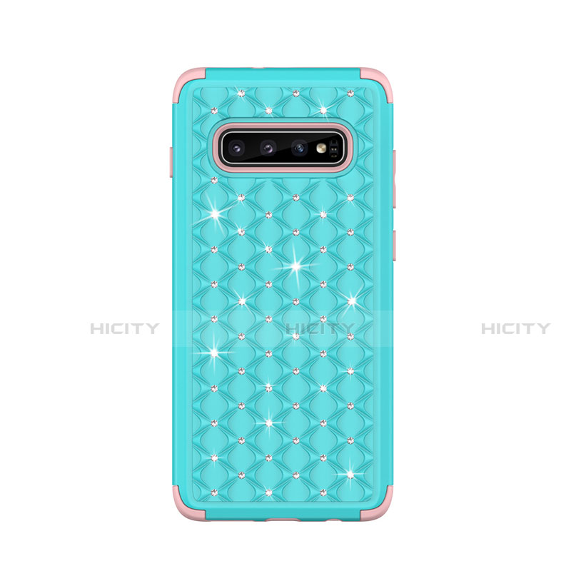 Funda Bumper Silicona y Plastico Carcasa Frontal y Trasera 360 Grados Bling-Bling U01 para Samsung Galaxy S10