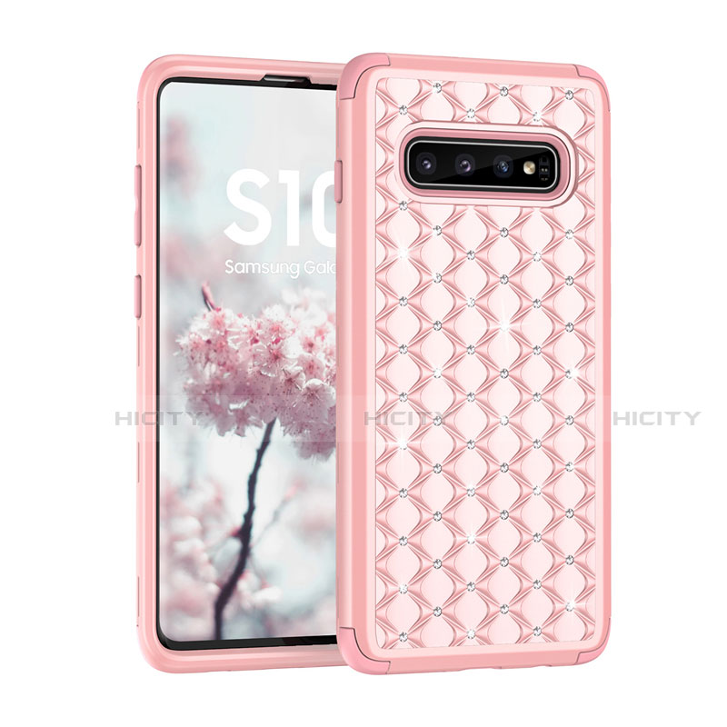 Funda Bumper Silicona y Plastico Carcasa Frontal y Trasera 360 Grados Bling-Bling U01 para Samsung Galaxy S10