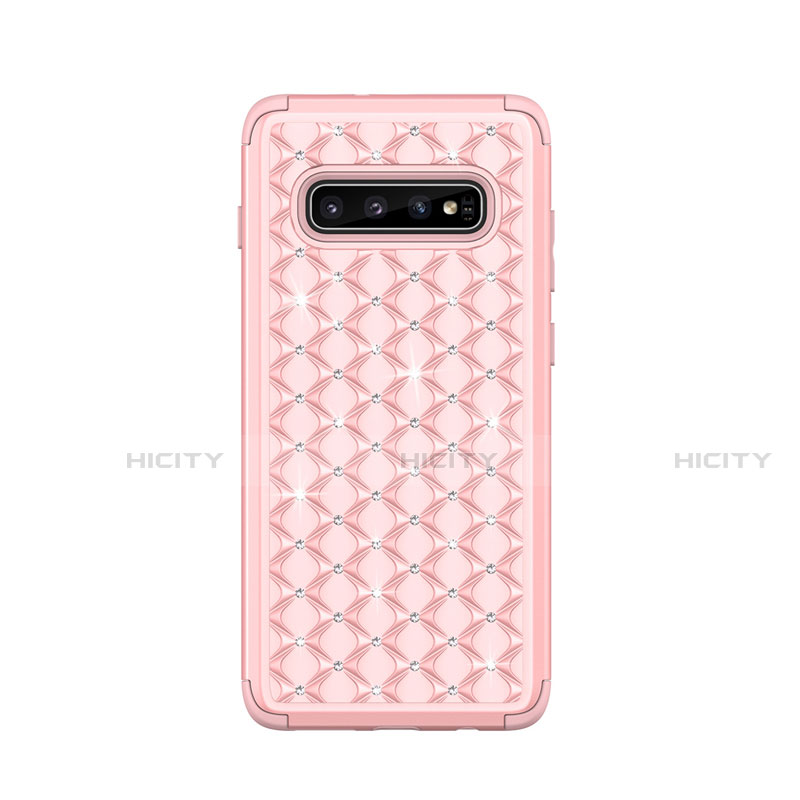 Funda Bumper Silicona y Plastico Carcasa Frontal y Trasera 360 Grados Bling-Bling U01 para Samsung Galaxy S10