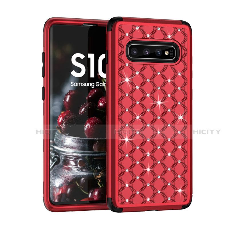 Funda Bumper Silicona y Plastico Carcasa Frontal y Trasera 360 Grados Bling-Bling U01 para Samsung Galaxy S10 5G