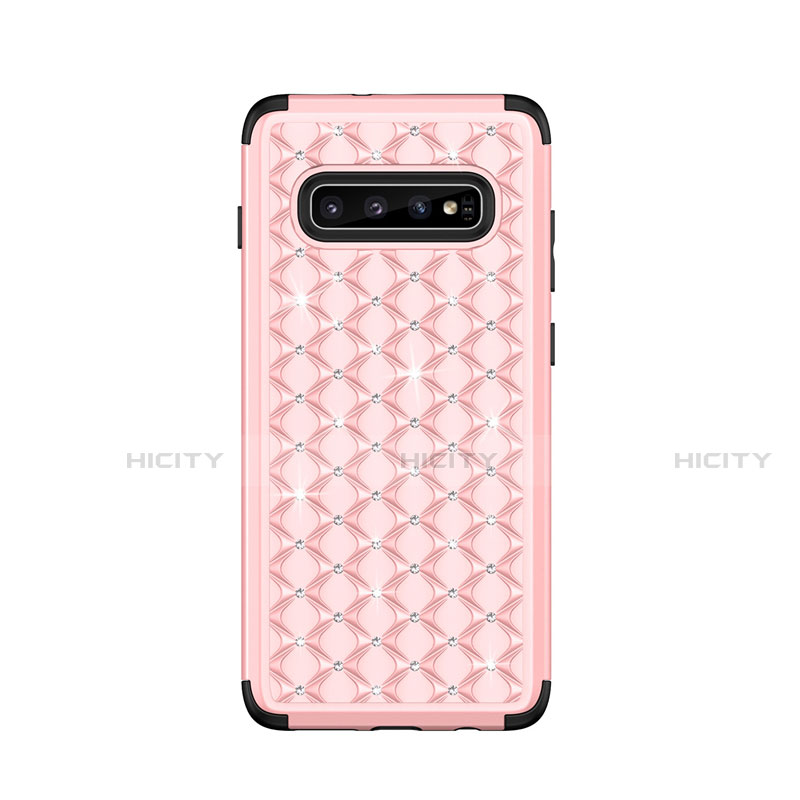 Funda Bumper Silicona y Plastico Carcasa Frontal y Trasera 360 Grados Bling-Bling U01 para Samsung Galaxy S10 5G