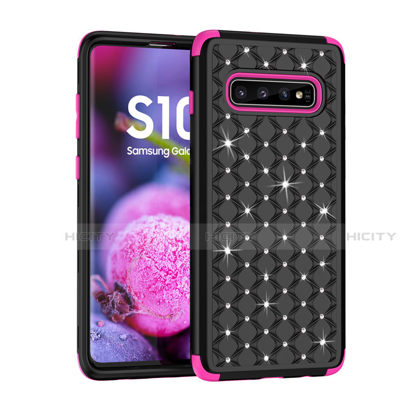 Funda Bumper Silicona y Plastico Carcasa Frontal y Trasera 360 Grados Bling-Bling U01 para Samsung Galaxy S10 Plus