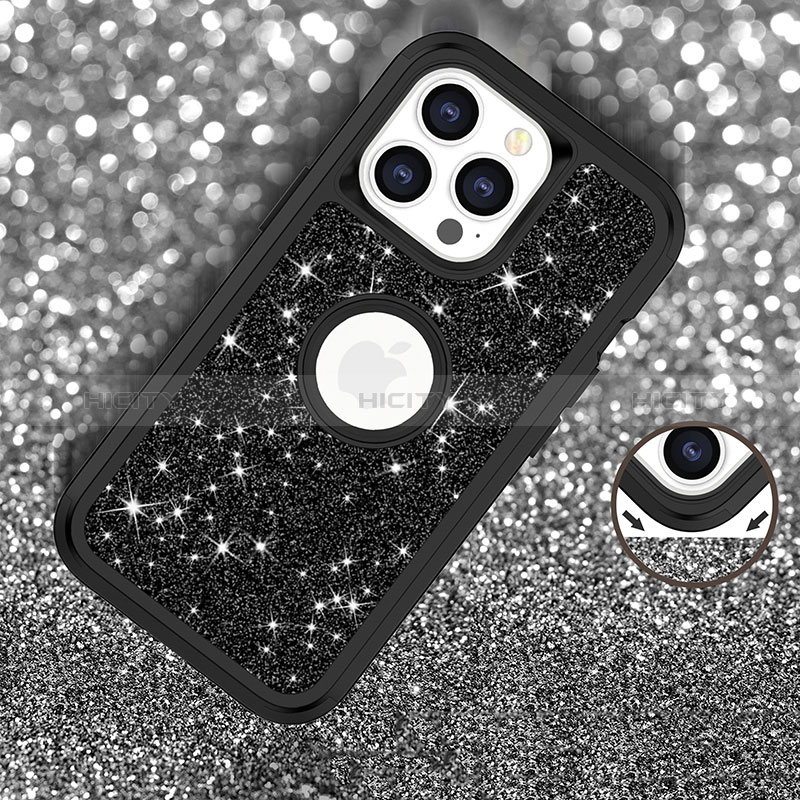 Funda Bumper Silicona y Plastico Carcasa Frontal y Trasera 360 Grados Bling-Bling YJ1 para Apple iPhone 13 Pro Max