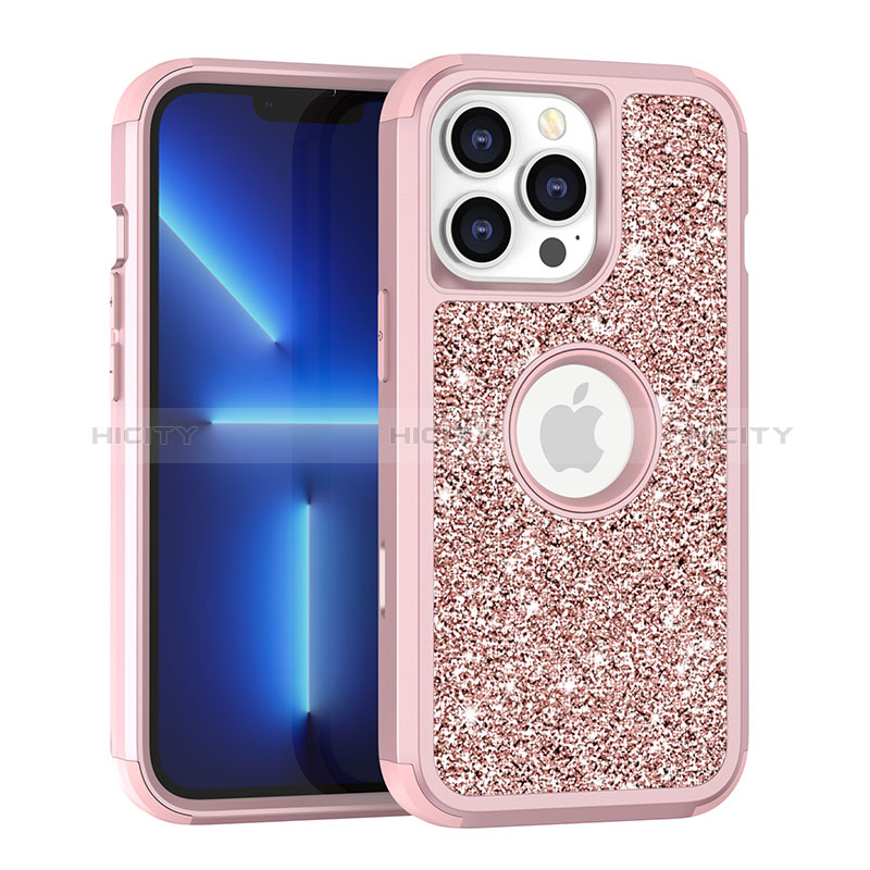 Funda Bumper Silicona y Plastico Carcasa Frontal y Trasera 360 Grados Bling-Bling YJ1 para Apple iPhone 13 Pro Max