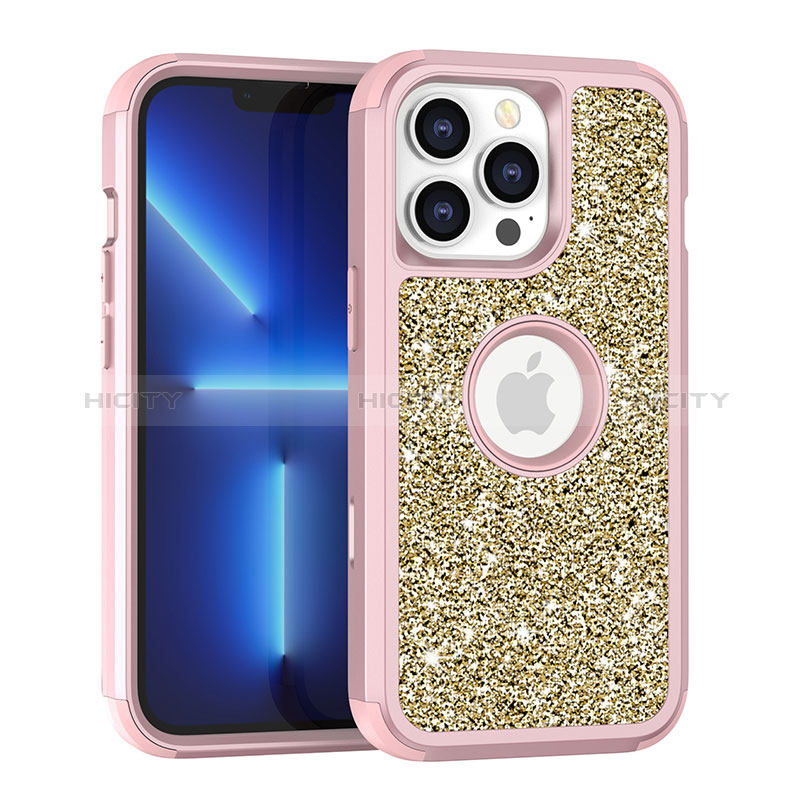 Funda Bumper Silicona y Plastico Carcasa Frontal y Trasera 360 Grados Bling-Bling YJ1 para Apple iPhone 13 Pro Max Multicolor