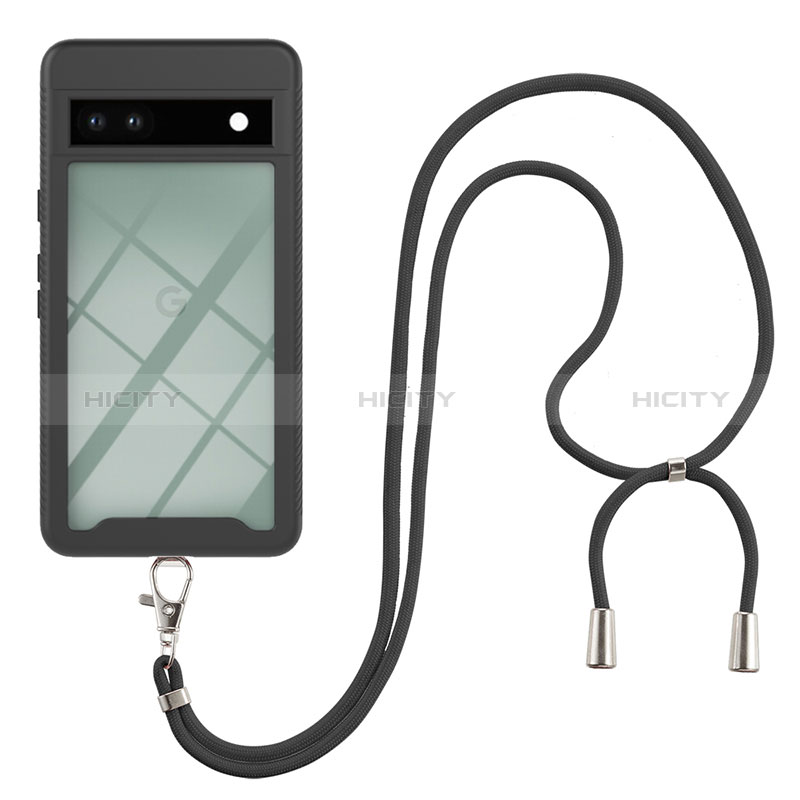 Funda Bumper Silicona y Plastico Carcasa Frontal y Trasera 360 Grados con Acollador Cordon Lanyard para Google Pixel 7a 5G