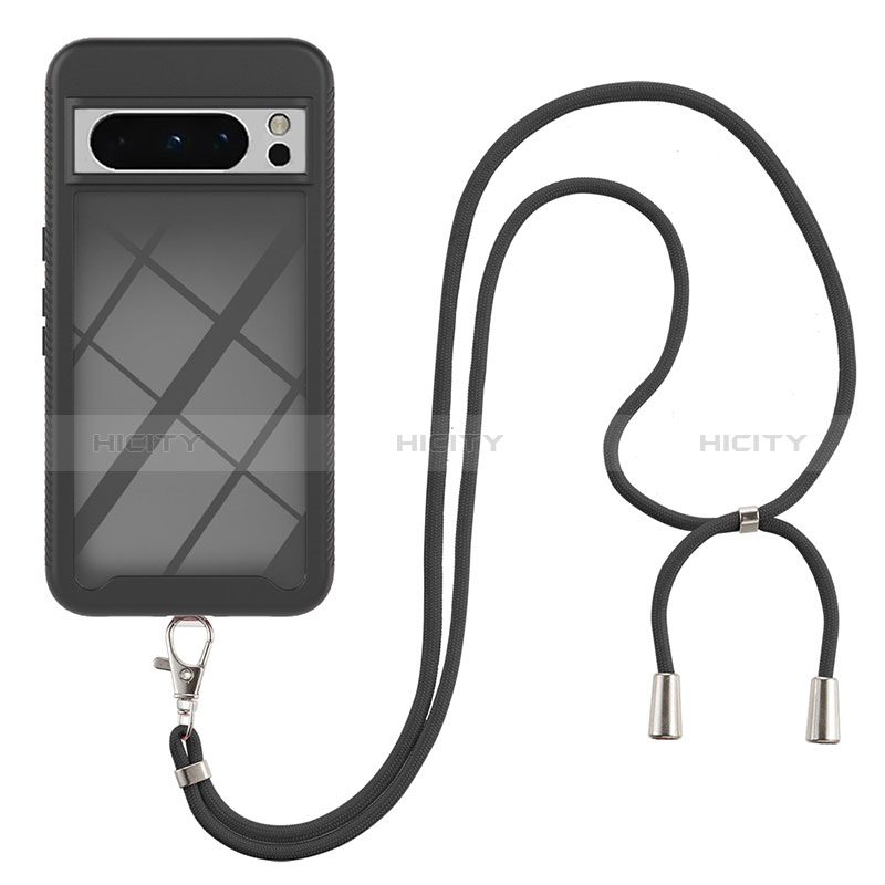 Funda Bumper Silicona y Plastico Carcasa Frontal y Trasera 360 Grados con Acollador Cordon Lanyard para Google Pixel 8 Pro 5G