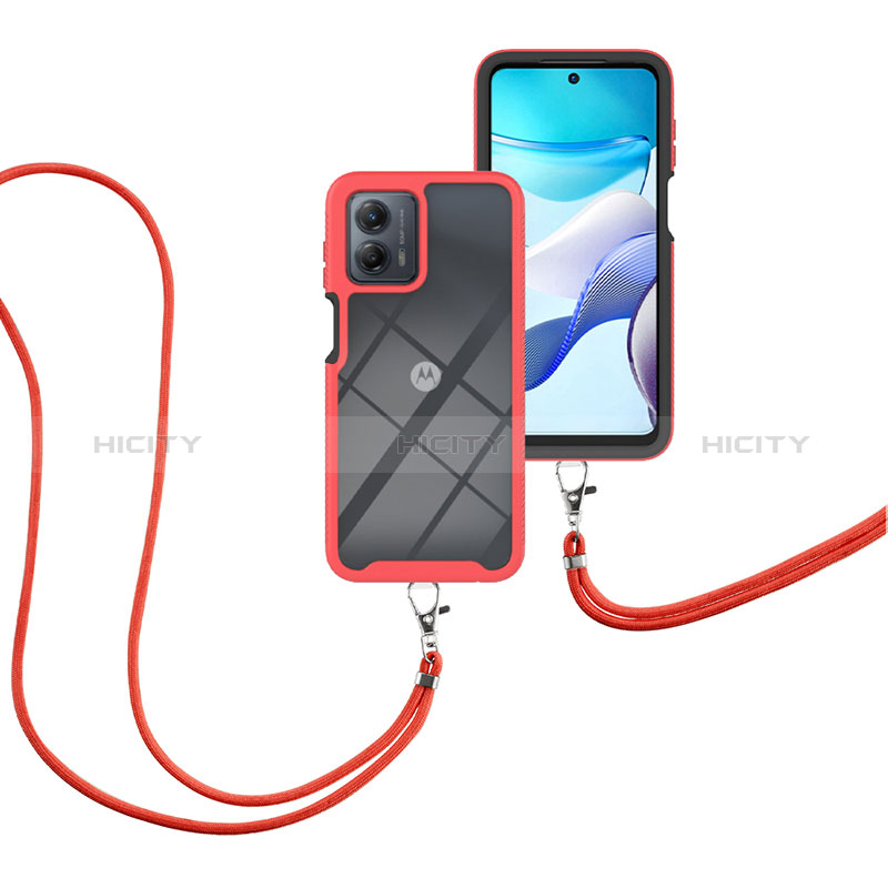 Funda Bumper Silicona y Plastico Carcasa Frontal y Trasera 360 Grados con Acollador Cordon Lanyard para Motorola Moto G 5G (2023)