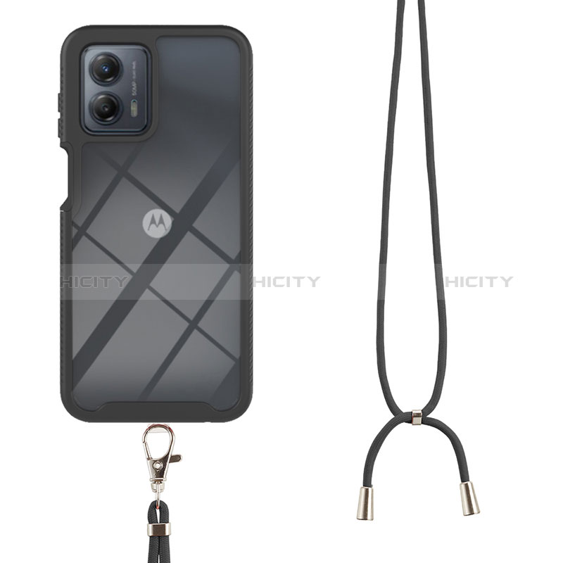 Funda Bumper Silicona y Plastico Carcasa Frontal y Trasera 360 Grados con Acollador Cordon Lanyard para Motorola Moto G 5G (2023)