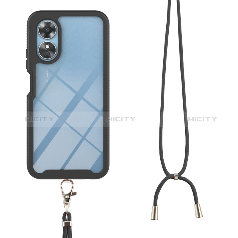 Funda Bumper Silicona y Plastico Carcasa Frontal y Trasera 360 Grados con Acollador Cordon Lanyard para Oppo A17