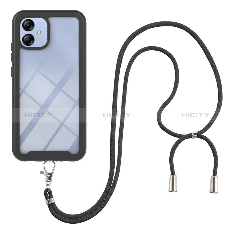 Funda Bumper Silicona y Plastico Carcasa Frontal y Trasera 360 Grados con Acollador Cordon Lanyard para Samsung Galaxy A04 4G