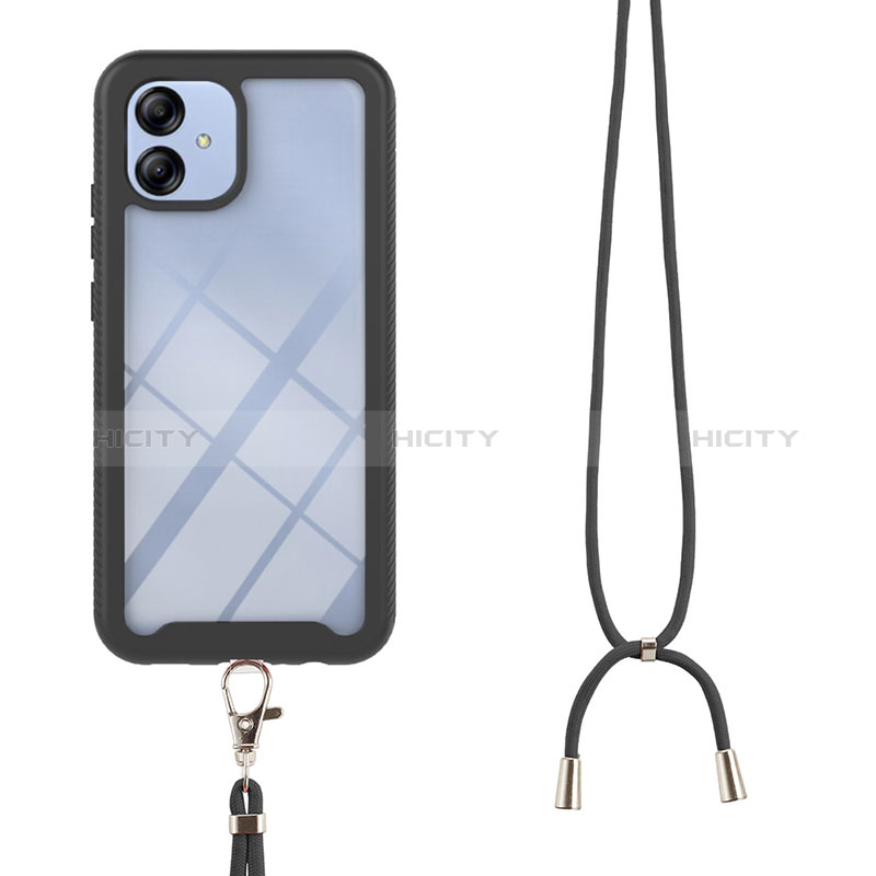 Funda Bumper Silicona y Plastico Carcasa Frontal y Trasera 360 Grados con Acollador Cordon Lanyard para Samsung Galaxy A04 4G