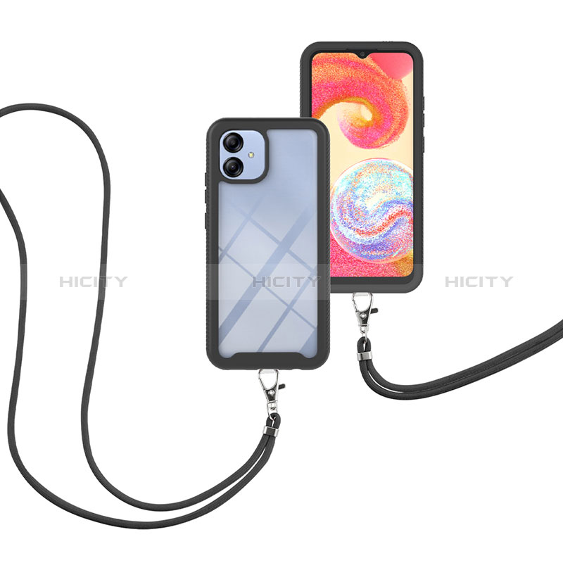 Funda Bumper Silicona y Plastico Carcasa Frontal y Trasera 360 Grados con Acollador Cordon Lanyard para Samsung Galaxy A04E