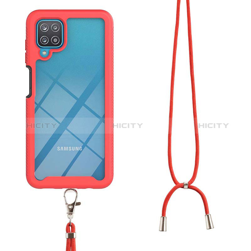 Funda Bumper Silicona y Plastico Carcasa Frontal y Trasera 360 Grados con Acollador Cordon Lanyard para Samsung Galaxy A12 5G