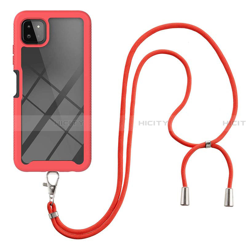 Funda Bumper Silicona y Plastico Carcasa Frontal y Trasera 360 Grados con Acollador Cordon Lanyard para Samsung Galaxy A22 5G