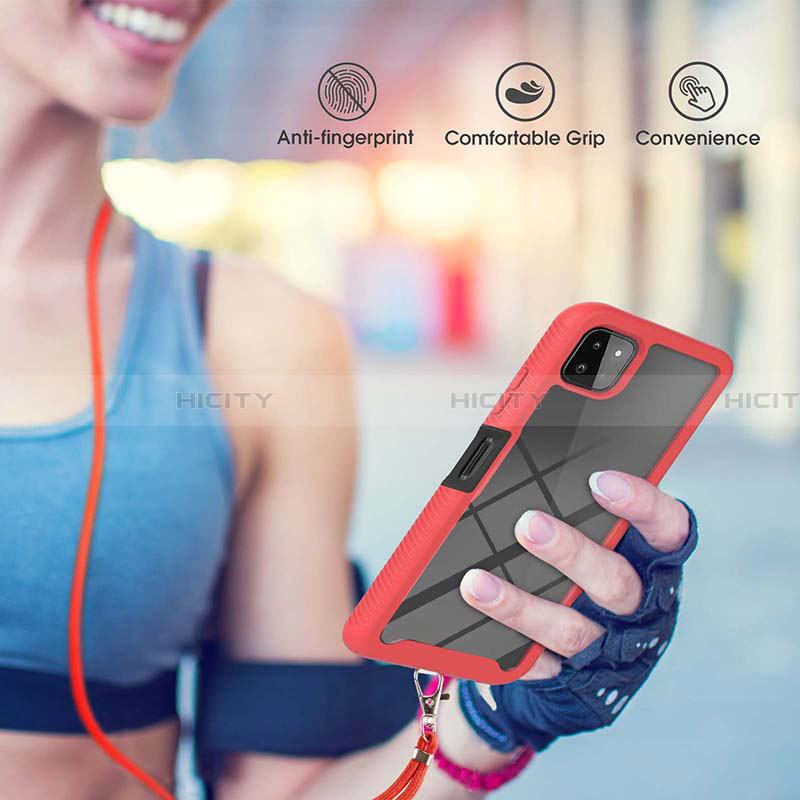 Funda Bumper Silicona y Plastico Carcasa Frontal y Trasera 360 Grados con Acollador Cordon Lanyard para Samsung Galaxy A22 5G