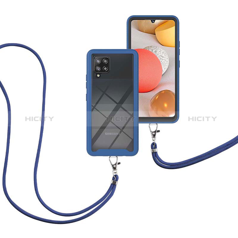 Funda Bumper Silicona y Plastico Carcasa Frontal y Trasera 360 Grados con Acollador Cordon Lanyard para Samsung Galaxy A42 5G