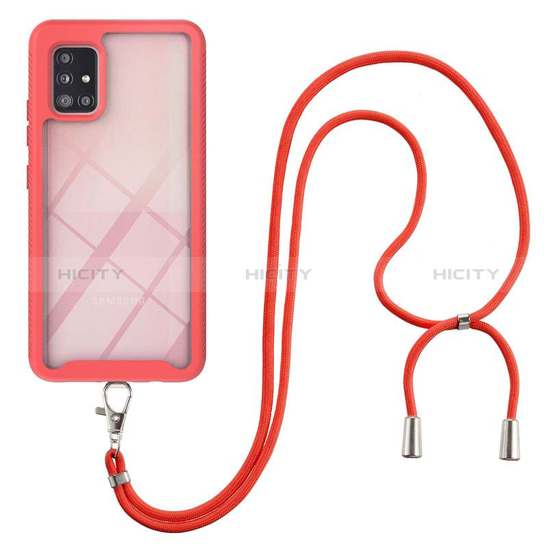 Funda Bumper Silicona y Plastico Carcasa Frontal y Trasera 360 Grados con Acollador Cordon Lanyard para Samsung Galaxy A51 5G