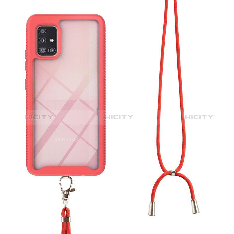 Funda Bumper Silicona y Plastico Carcasa Frontal y Trasera 360 Grados con Acollador Cordon Lanyard para Samsung Galaxy A51 5G