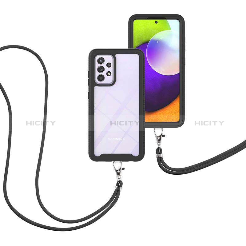 Funda Bumper Silicona y Plastico Carcasa Frontal y Trasera 360 Grados con Acollador Cordon Lanyard para Samsung Galaxy A52s 5G