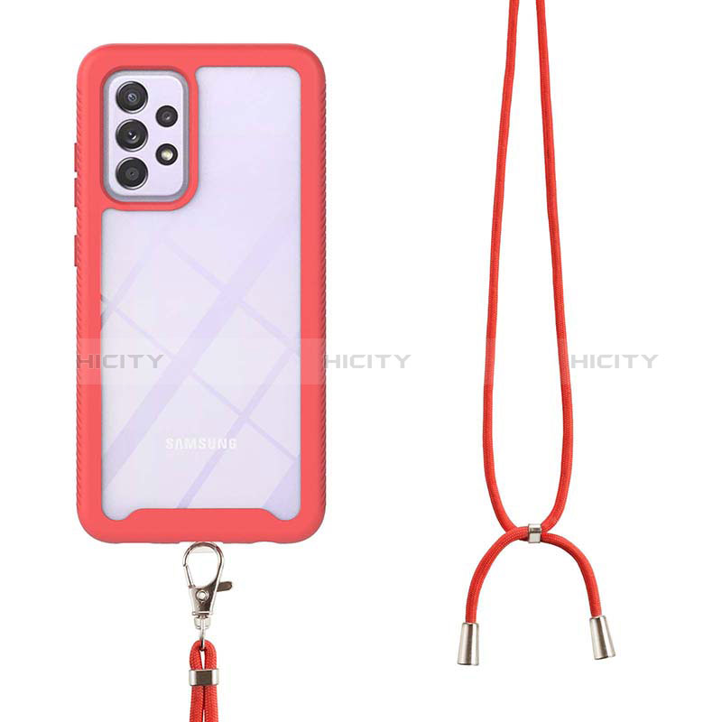 Funda Bumper Silicona y Plastico Carcasa Frontal y Trasera 360 Grados con Acollador Cordon Lanyard para Samsung Galaxy A52s 5G