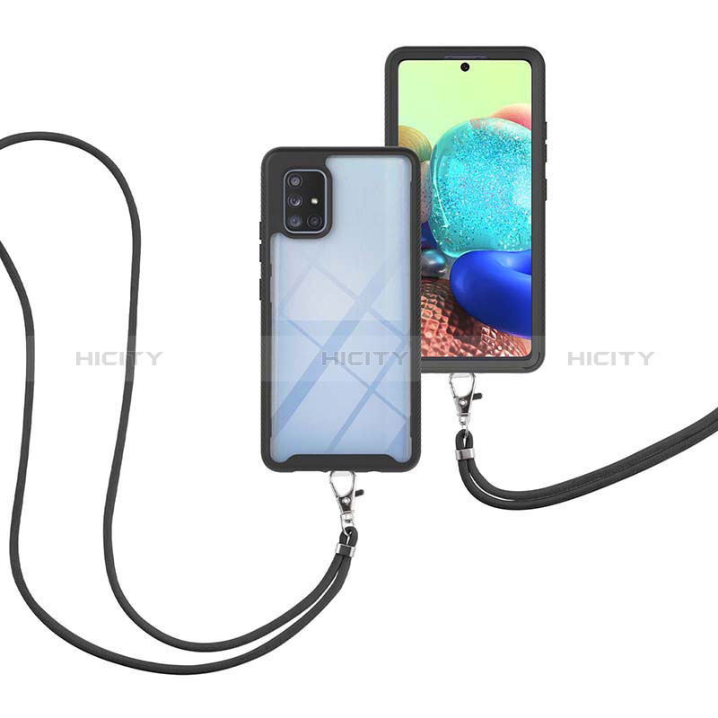 Funda Bumper Silicona y Plastico Carcasa Frontal y Trasera 360 Grados con Acollador Cordon Lanyard para Samsung Galaxy A71 4G A715