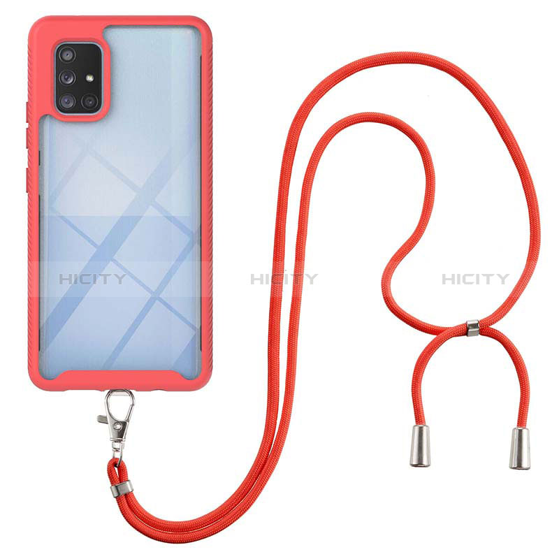 Funda Bumper Silicona y Plastico Carcasa Frontal y Trasera 360 Grados con Acollador Cordon Lanyard para Samsung Galaxy A71 4G A715