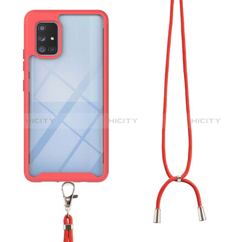 Funda Bumper Silicona y Plastico Carcasa Frontal y Trasera 360 Grados con Acollador Cordon Lanyard para Samsung Galaxy A71 4G A715