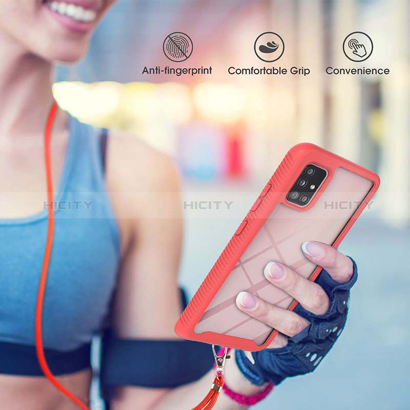 Funda Bumper Silicona y Plastico Carcasa Frontal y Trasera 360 Grados con Acollador Cordon Lanyard para Samsung Galaxy M40S