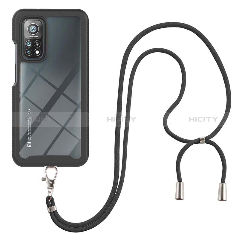 Funda Bumper Silicona y Plastico Carcasa Frontal y Trasera 360 Grados con Acollador Cordon Lanyard para Xiaomi Mi 10T Pro 5G