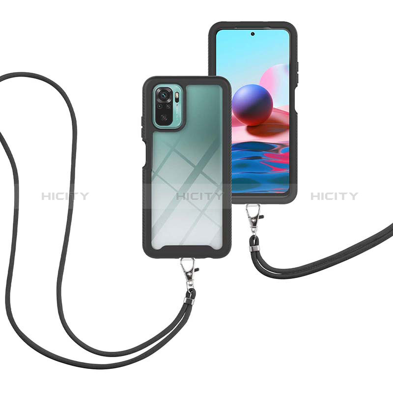 Funda Bumper Silicona y Plastico Carcasa Frontal y Trasera 360 Grados con Acollador Cordon Lanyard para Xiaomi Poco M5S