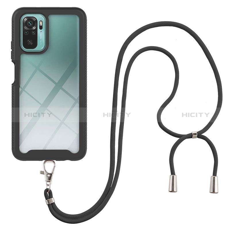 Funda Bumper Silicona y Plastico Carcasa Frontal y Trasera 360 Grados con Acollador Cordon Lanyard para Xiaomi Poco M5S