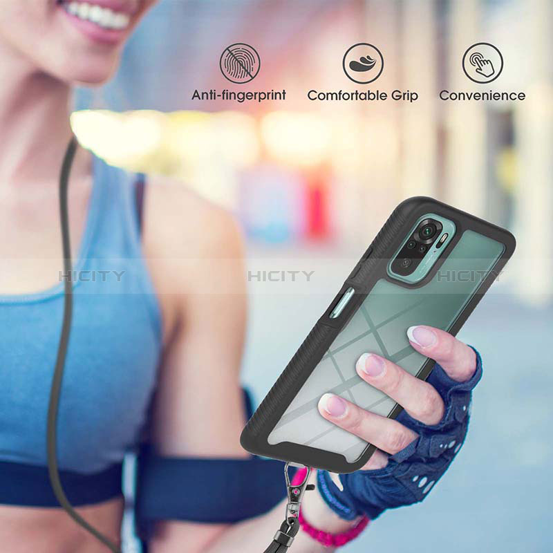 Funda Bumper Silicona y Plastico Carcasa Frontal y Trasera 360 Grados con Acollador Cordon Lanyard para Xiaomi Poco M5S