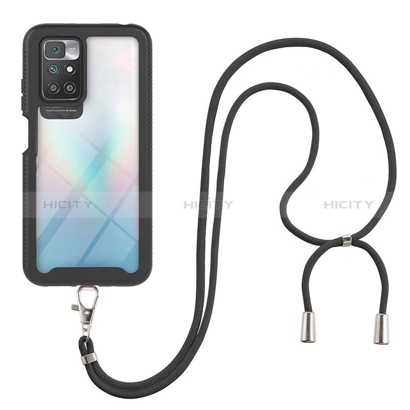 Funda Bumper Silicona y Plastico Carcasa Frontal y Trasera 360 Grados con Acollador Cordon Lanyard para Xiaomi Redmi 10 (2022)