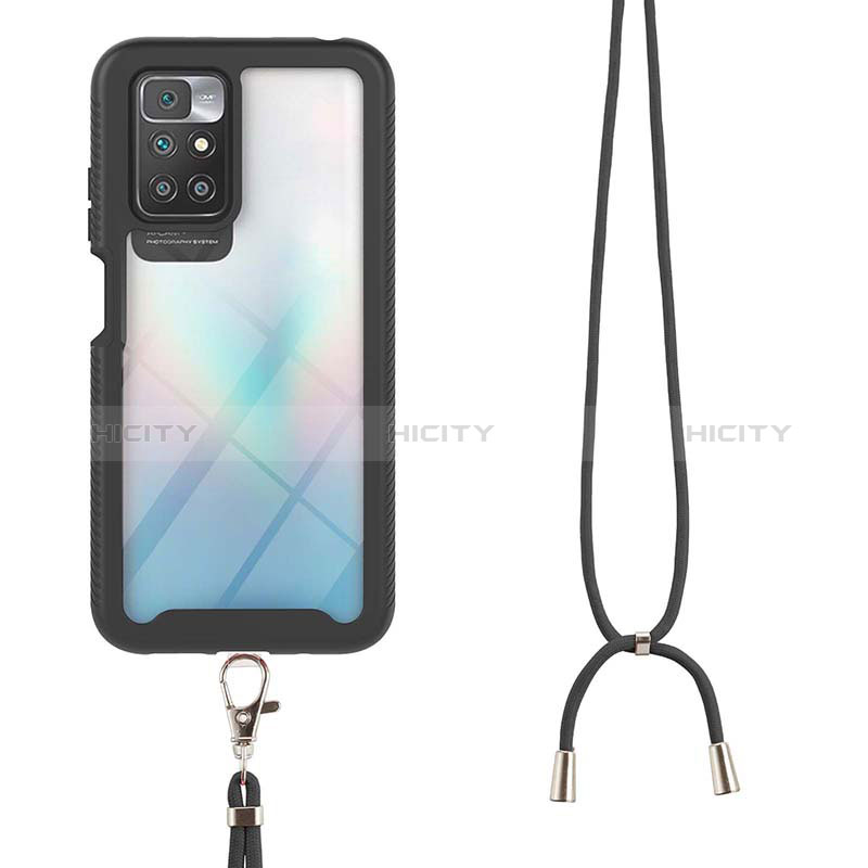 Funda Bumper Silicona y Plastico Carcasa Frontal y Trasera 360 Grados con Acollador Cordon Lanyard para Xiaomi Redmi 10 (2022)