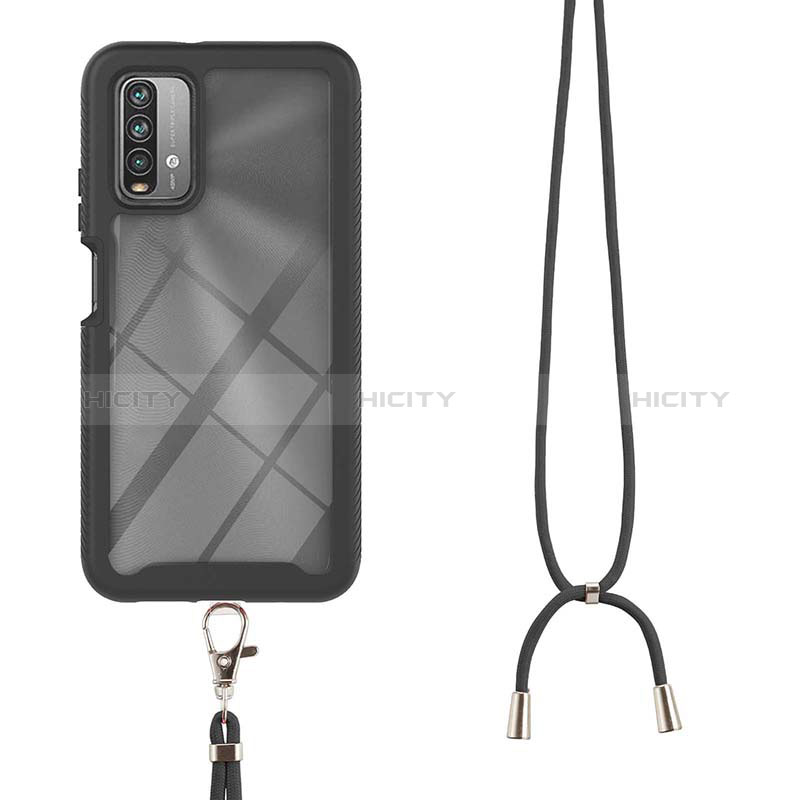 Funda Bumper Silicona y Plastico Carcasa Frontal y Trasera 360 Grados con Acollador Cordon Lanyard para Xiaomi Redmi 9 Power