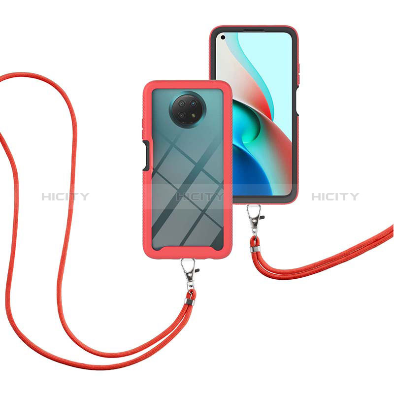 Funda Bumper Silicona y Plastico Carcasa Frontal y Trasera 360 Grados con Acollador Cordon Lanyard para Xiaomi Redmi Note 9 5G