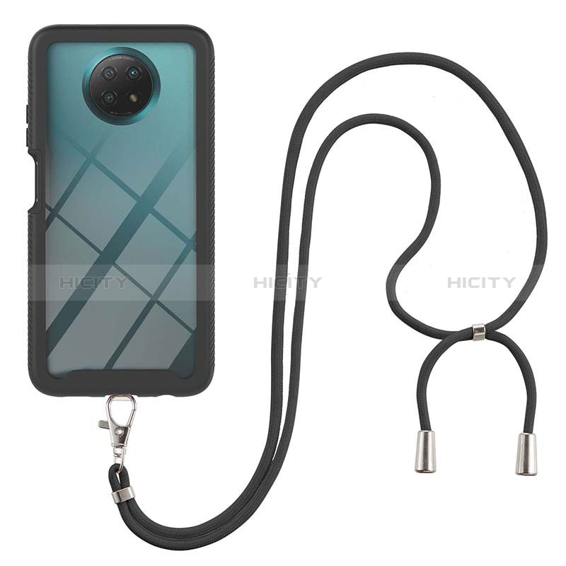 Funda Bumper Silicona y Plastico Carcasa Frontal y Trasera 360 Grados con Acollador Cordon Lanyard para Xiaomi Redmi Note 9 5G