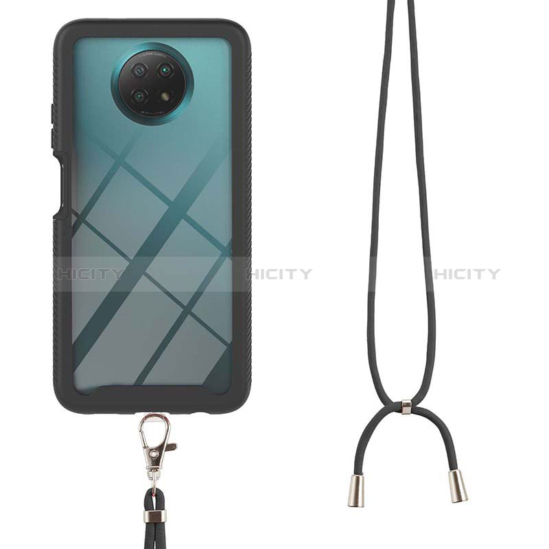 Funda Bumper Silicona y Plastico Carcasa Frontal y Trasera 360 Grados con Acollador Cordon Lanyard para Xiaomi Redmi Note 9 5G