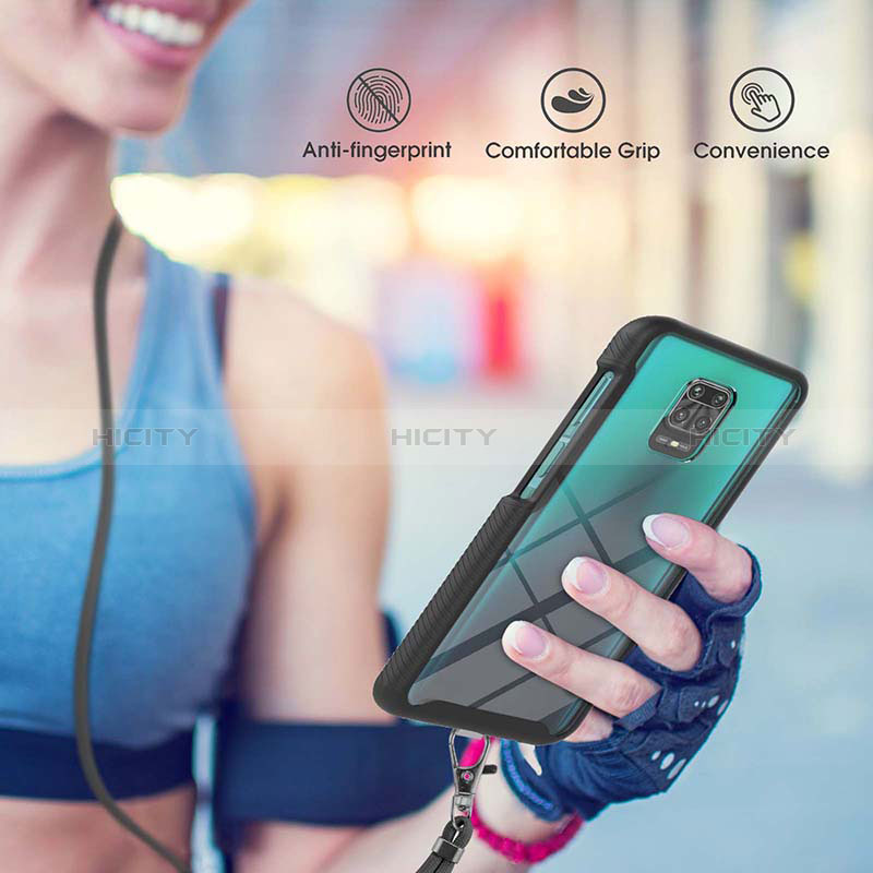 Funda Bumper Silicona y Plastico Carcasa Frontal y Trasera 360 Grados con Acollador Cordon Lanyard para Xiaomi Redmi Note 9S