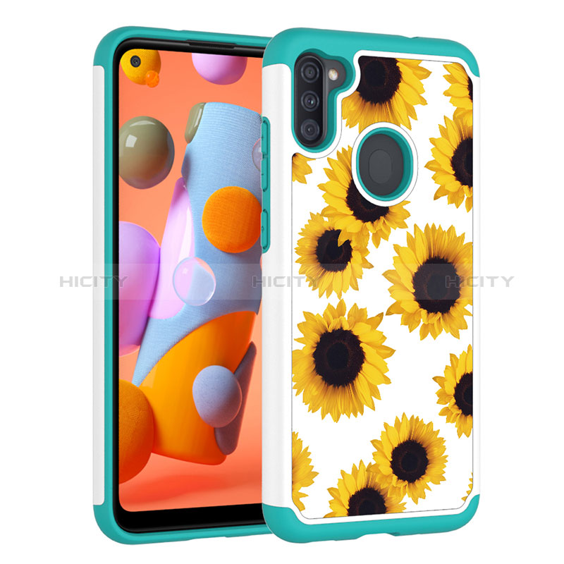 Funda Bumper Silicona y Plastico Carcasa Frontal y Trasera 360 Grados JX1 para Samsung Galaxy A11 Amarillo