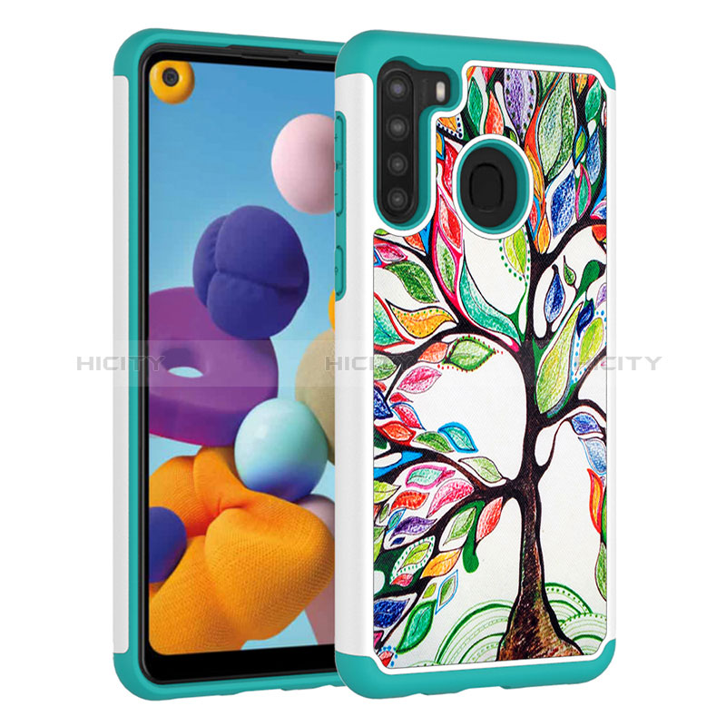 Funda Bumper Silicona y Plastico Carcasa Frontal y Trasera 360 Grados JX1 para Samsung Galaxy A21 Verde