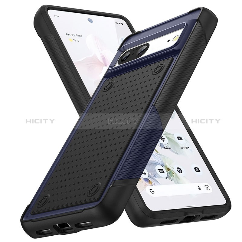 Funda Bumper Silicona y Plastico Carcasa Frontal y Trasera 360 Grados MQ1 para Google Pixel 7 5G Azul