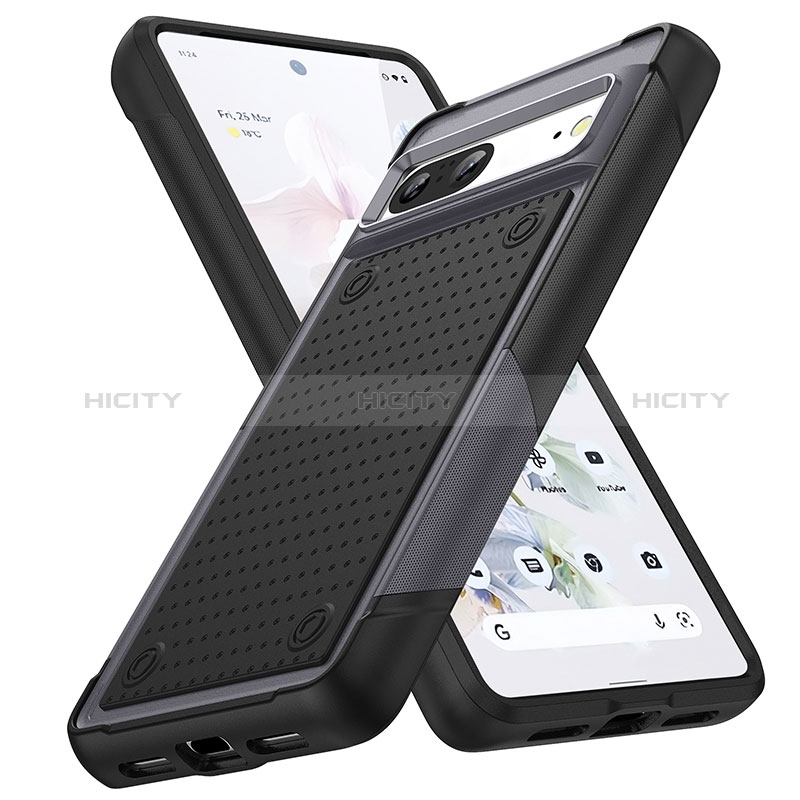 Funda Bumper Silicona y Plastico Carcasa Frontal y Trasera 360 Grados MQ1 para Google Pixel 7 5G Gris Oscuro