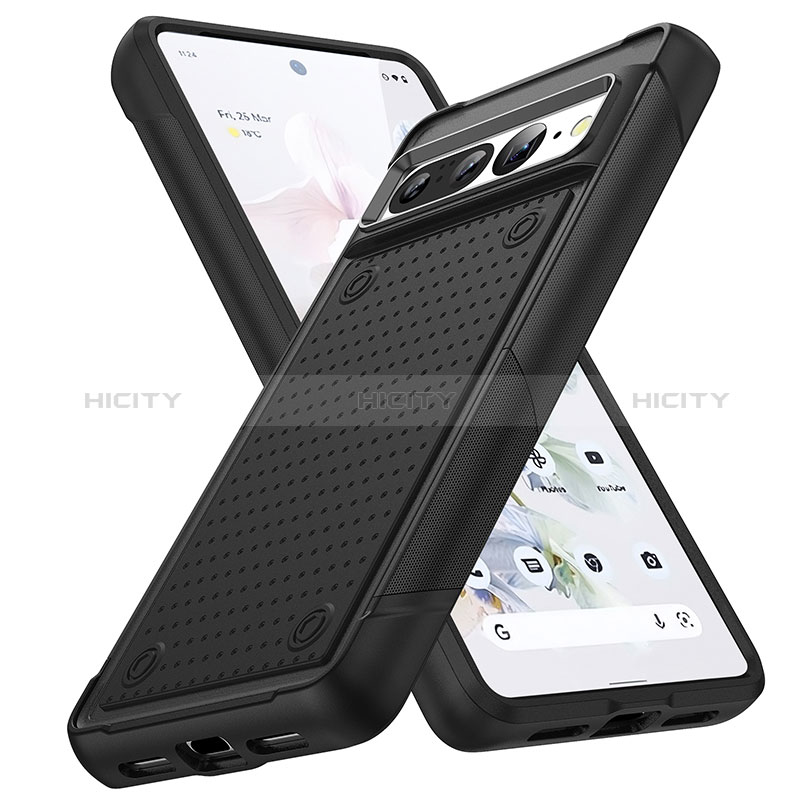 Funda Bumper Silicona y Plastico Carcasa Frontal y Trasera 360 Grados MQ1 para Google Pixel 7 Pro 5G Negro