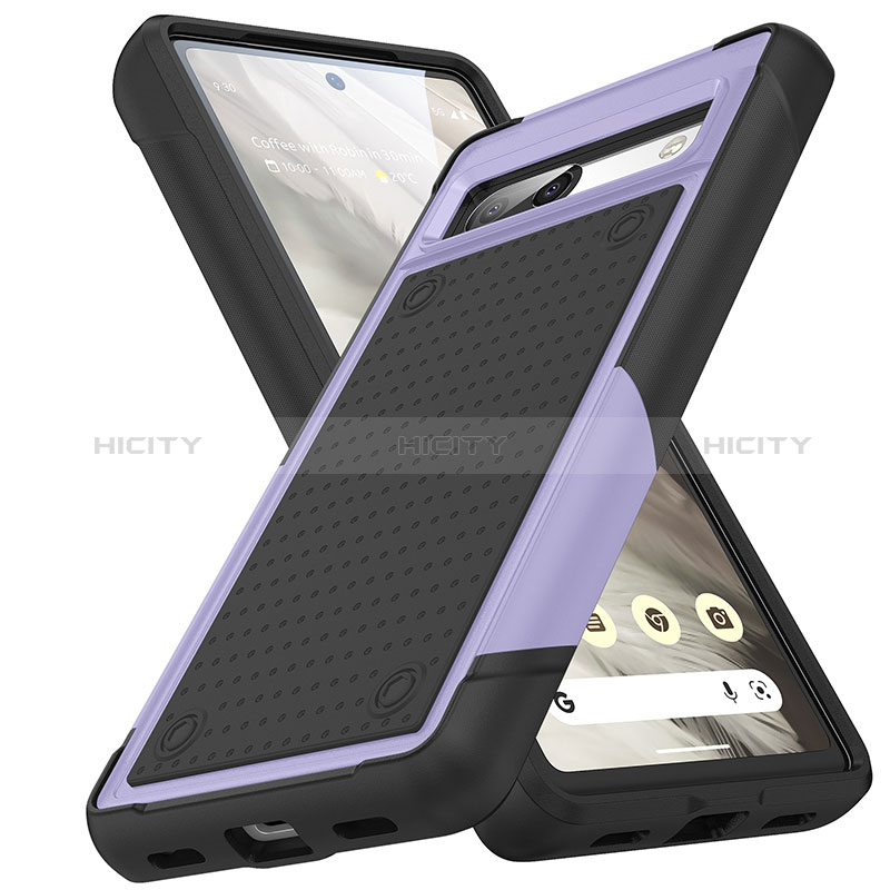 Funda Bumper Silicona y Plastico Carcasa Frontal y Trasera 360 Grados MQ1 para Google Pixel 7a 5G Morado