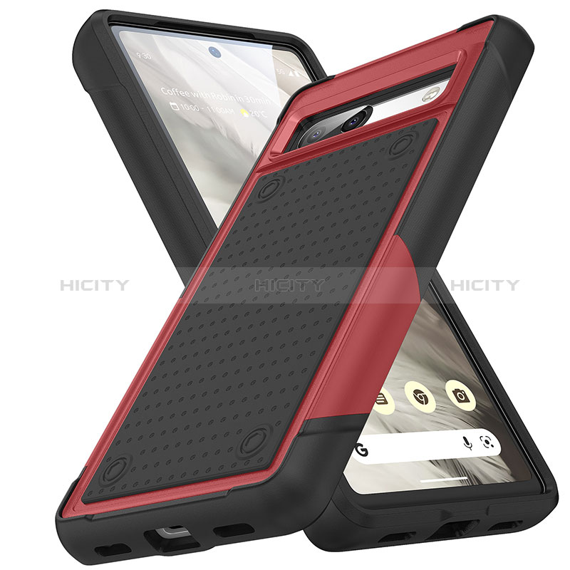 Funda Bumper Silicona y Plastico Carcasa Frontal y Trasera 360 Grados MQ1 para Google Pixel 7a 5G Rojo