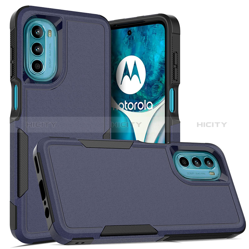 Funda Bumper Silicona y Plastico Carcasa Frontal y Trasera 360 Grados MQ1 para Motorola MOTO G52 Azul